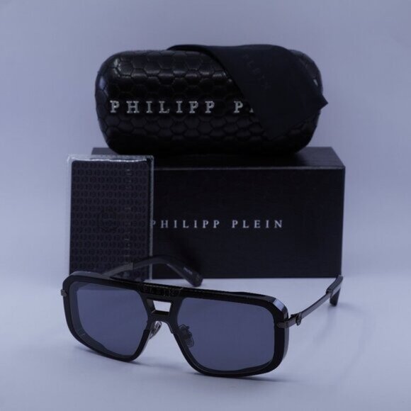 Philipp Plein SPP008M 700X Aviator Sunglasses – Black/Grey - Picture 1 of 10